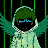 a cartoon character with wings and a hoodie