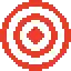 a red and white pixel art target with a cross in the middle