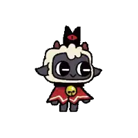 a cartoon sheep with a crown on its head and a skull on its chest .