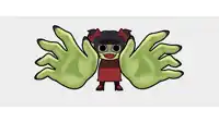 a cartoon of a girl with green hands