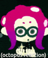 a cartoon octopus is wearing glasses and a black shirt .