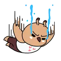 a cartoon character is falling down with tears running down his face
