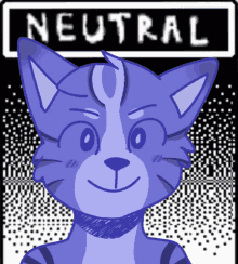 a cartoon drawing of a cat with the word neutral in the corner