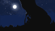 a silhouette of a person looking at the moon