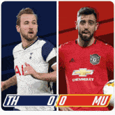 two soccer players one from tottenham and the other from manchester united are shown