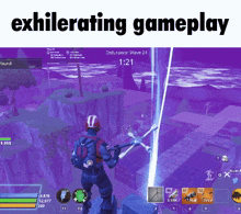 a screenshot of a video game with the words exhilarating gameplay