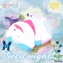 a picture of a panda bear with the words good night written on it