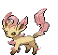 a pixel art drawing of a pokemon with pink wings
