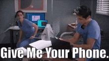 Greys Anatomy Jules Millin GIF - Greys Anatomy Jules Millin Give Me Your Phone GIFs