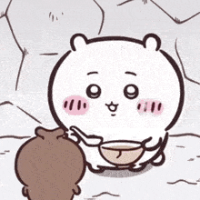 a cartoon of a monkey with a bowl of food