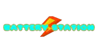 a logo for the battery station with a lightning bolt on it