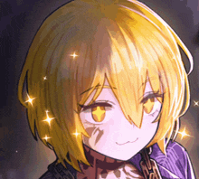 a drawing of a girl with yellow hair and a choker around her neck