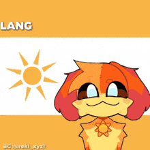 a drawing of a dog with the word lang on the bottom right