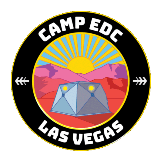 Camp Edc Las Vegas Surise Sticker - Camp Edc Las Vegas Surise Tent Edc Camp Stickers