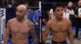 two men in a boxing ring with metropcs knockout coverage written on the side