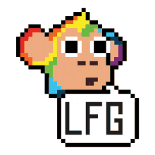 monkey lfg rainbow pixel art