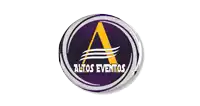 a logo for altos eventos is shown in purple and silver