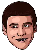 a close up of a man 's face with a smile on it