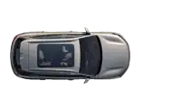 top view of a silver car with a sunroof