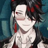 a close up of a man wearing glasses and a necklace