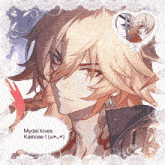 a drawing of a man with the words " mydei loves kairose "