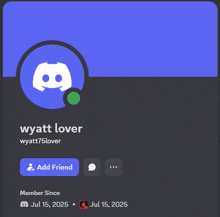 a screenshot of wyatt lover 's profile on a discord server