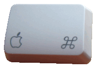 a white keyboard key with an apple and a h symbol