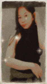 a blurry picture of a woman with long hair
