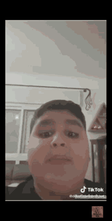 a boy 's face is shown in a tiktok video .
