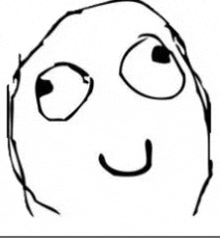 a black and white drawing of a cartoon face with a smile on it .