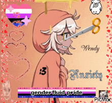 a cartoon of wendy with scissors in her face