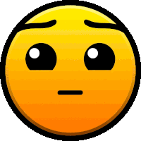 a yellow and black smiley face with a serious expression