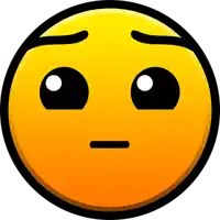 a yellow and black smiley face with a serious expression