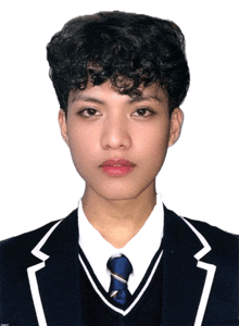 a young man with curly hair is wearing a black suit and tie