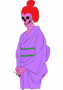 bored geisha smoking late red head