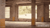 an empty building with the words ironheart on the bottom
