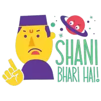 an illustration of a man with a sad face and the words shani dhari hai