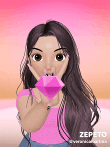 a cartoon girl with the name zepeto on the bottom right