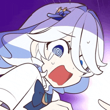 a cartoon drawing of a girl with white hair