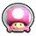 a pink mushroom with a white circle in the middle is in a glass container .