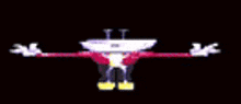 a cartoon character is standing with his arms outstretched .