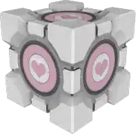 a white cube with a heart on it