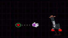 a pixel art of a man in a suit and boxing gloves with a heart in the background .