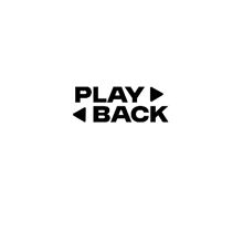 a black and white logo that says `` play back '' on a white background