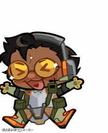 a cartoon drawing of a man with a headset and glasses with the letter z on them