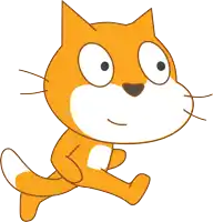a cartoon drawing of a cat with big eyes running