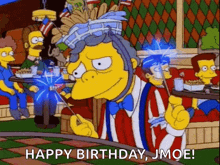 a cartoon character from the simpsons is holding a sparkler in a restaurant .