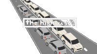 a cartoon of cars on a highway with the words the highway below them
