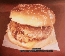a hamburger with the words announcer chica 's craving burgers fries cupcakes and more on the bottom