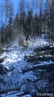 tractor bulldozer cutting trees winter work random clips